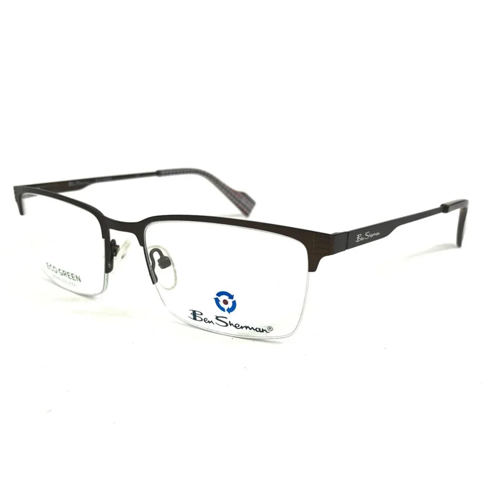 Ben Sherman Eyeglasses Frames GOSWELL C02 Brown Rectangle Half Rim 53-17-140